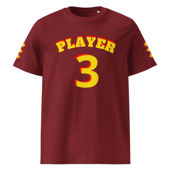 King Scorpion 360 Player 3 Organic Cotton T-Shirt | S-2XL | Burgundy/ Yellow
