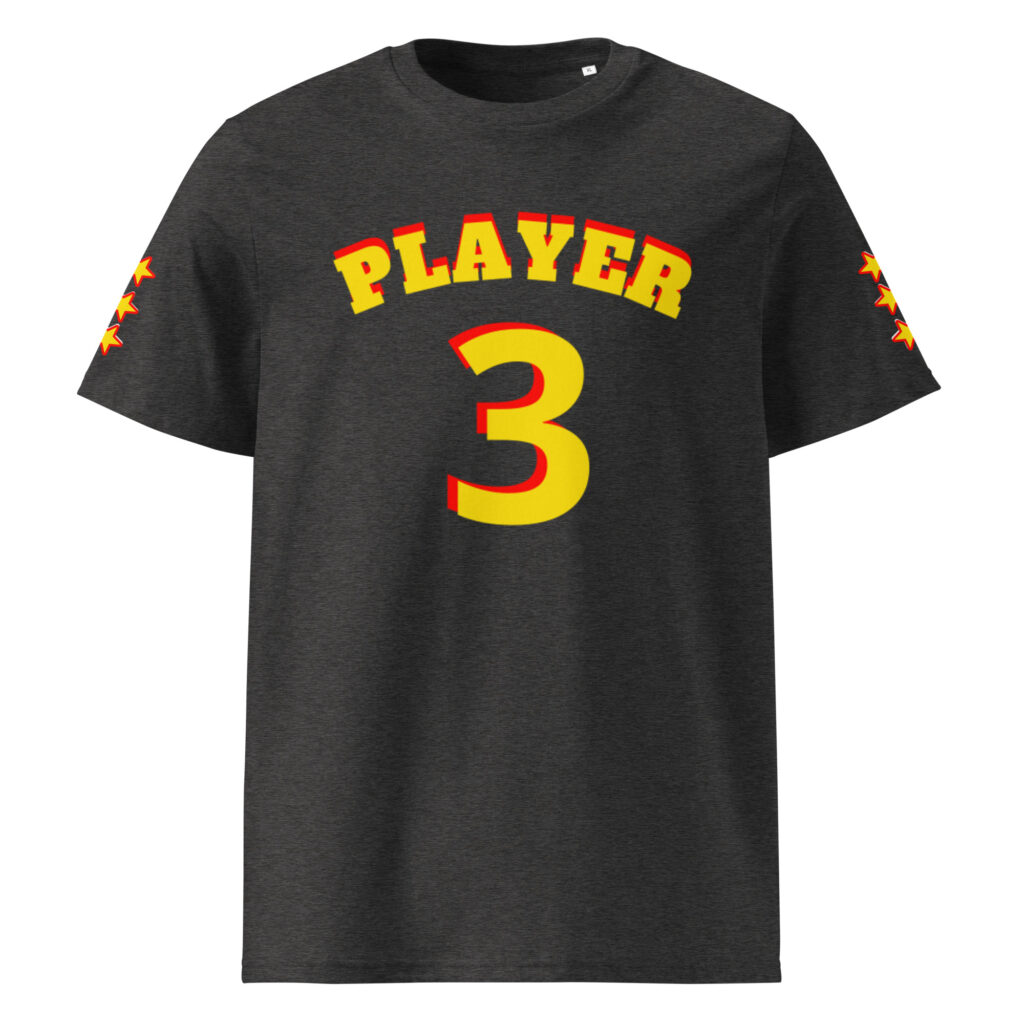 King Scorpion 360 Player 3 Organic Cotton T-Shirt | S-2XL | Dark Heather/ Yellow