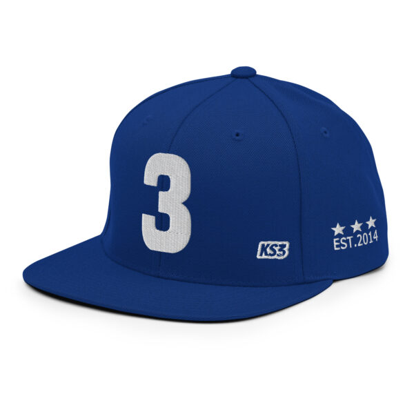 KS3 | Number "3" Snapback Cap | Royal Blue/ White 3