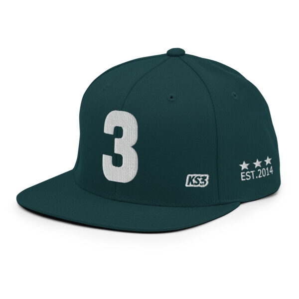 KS3 | Number "3" Snapback Cap | Spruce Green/ White "3"