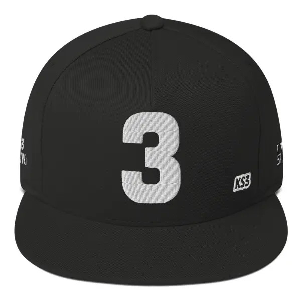 KS3 | Number 3 Flat Bill Cap | Black/ White 3