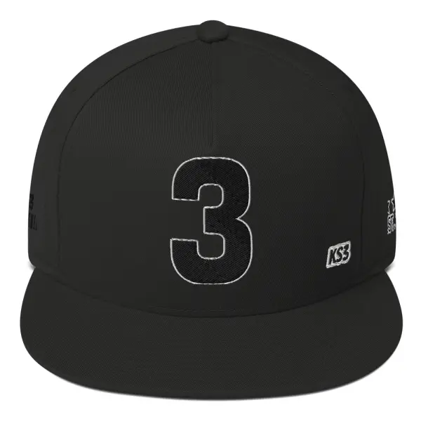 KS3 | Number 3 Flat Bill Cap | Black/ Black 3