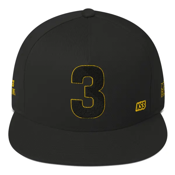 KS3 | Number 3 Flat Bill Cap | Black/ Yellow | Black 3