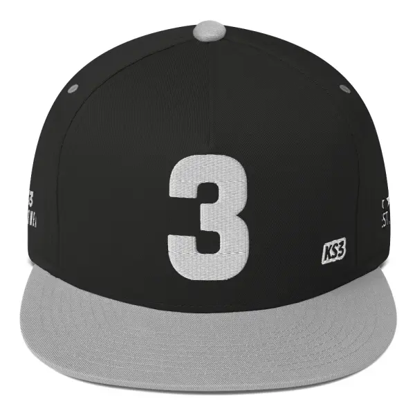 KS3 | Number 3 Flat Bill Cap | Black/Grey/ White 3