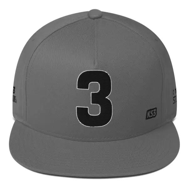 KS3 | Number 3 Flat Bill Cap | Grey/ Black 3