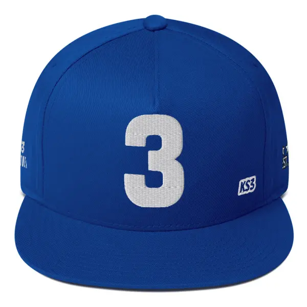 KS3 | Number 3 Flat Bill Cap | Royal Blue/ White 3