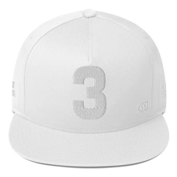 KS3 | Number 3 Flat Bill Cap | White/ White 3