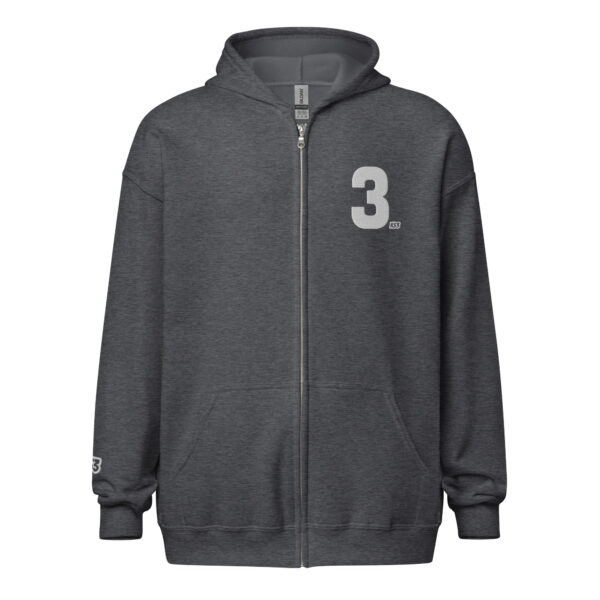 Gildan Unisex Heavy Blend 50/50 Full Zip Hoodie | S-3XL | Dark Heather Grey/ White 3