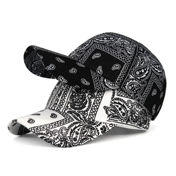 Two Paisley Printed Twill Snapback Baseball Cap
