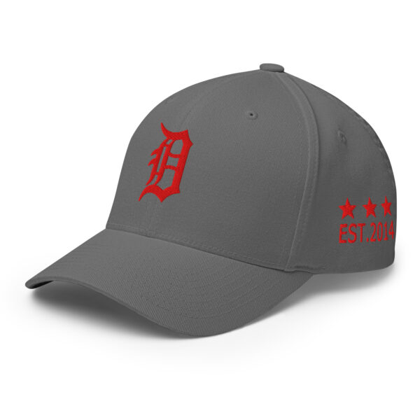 KS3 | Detroit Fitted Structured Twill Cap | Grey/ Red | S/M, L/XL