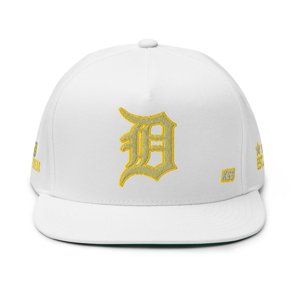 KS3 | Detroit "D" Flat Bill Cap | White/ Silver/ Yellow
