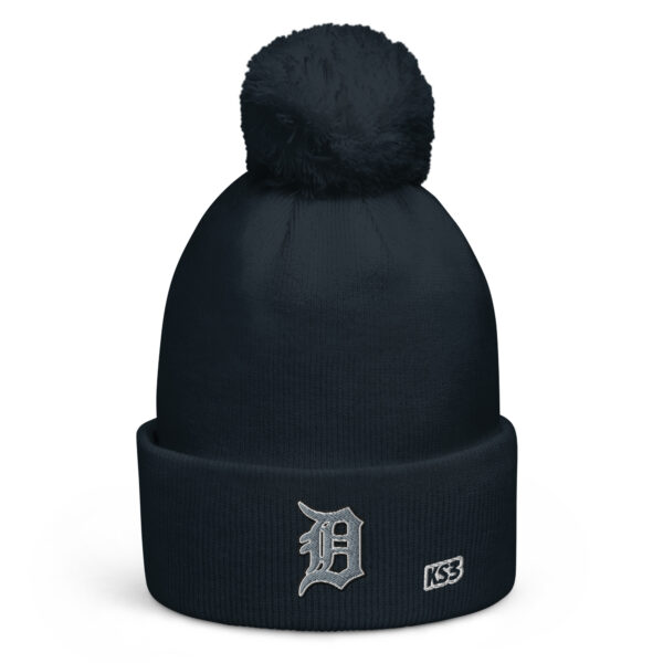 KS3 | Detroit Pom-Pom Beanie | French Navy | Grey "D"