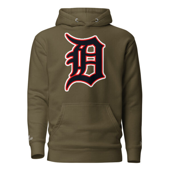 KS3 | Detroit "D" Unisex Premium Hoodie | Cotton Heritage | Military Green
