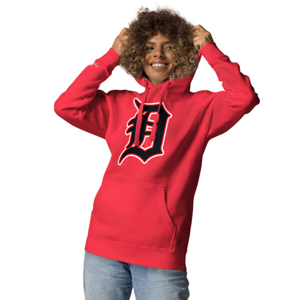 KS3 | Detroit "D" Unisex Premium Hoodie | Cotton Heritage | Red