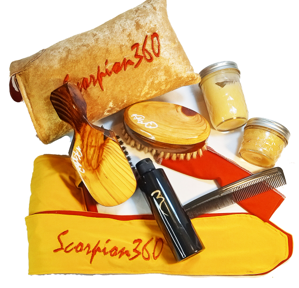 King Scorpion 360 Wave Brush Bundle Set Wood Knot Collection