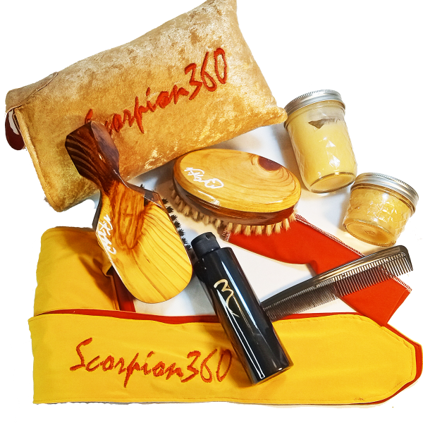 King Scorpion 360 Wave Brush Bundle Set Wood Knot Collection