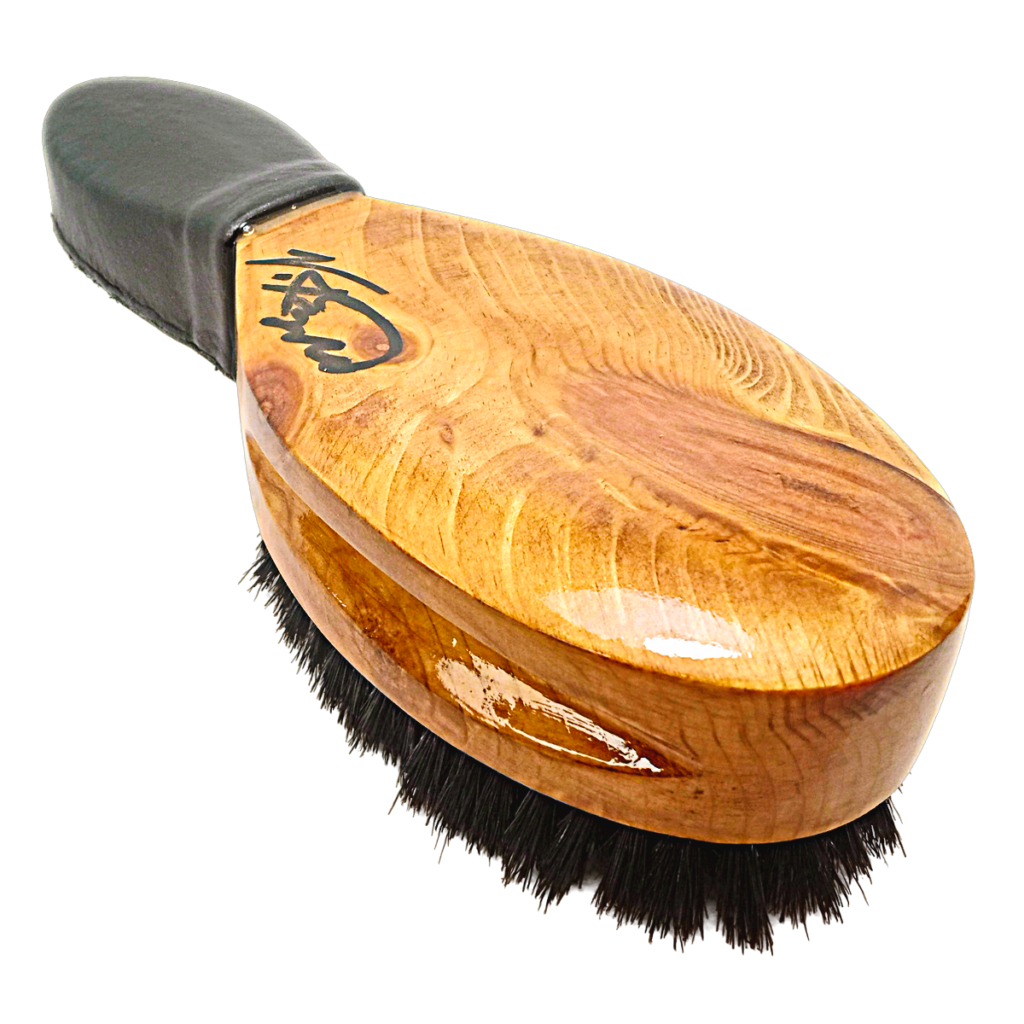 King Scorpion 360 Honey Brown Leather Grip Short Handle 360 Wave Brush | Medium