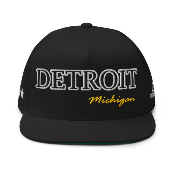 Detroit Michigan Adjustable Snapback Flat Bill Cap | Black