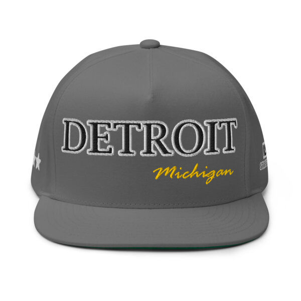 Detroit Michigan Adjustable Snapback Flat Bill Cap | Grey