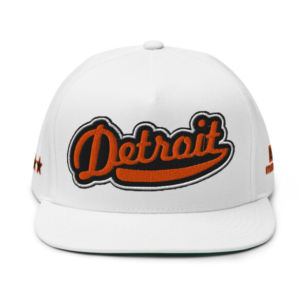 Detroit Snapback Flat Bill Cap | White/Orange