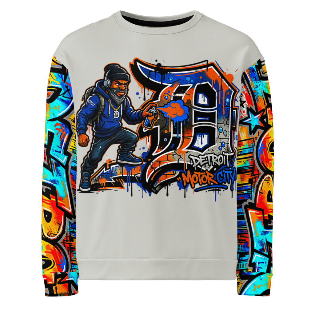 2XS-6XL Silver Detroit Unisex Graffiti Sweatshirt | SS-0250