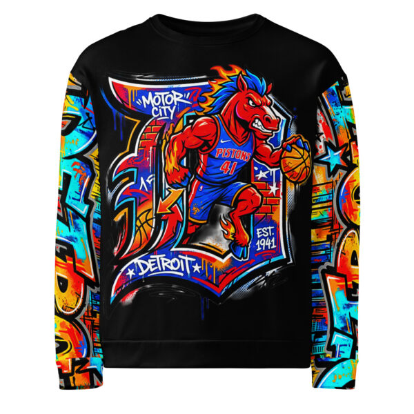 2XS-6XL Black Detroit Unisex Graffiti Sweatshirt | SS-0300