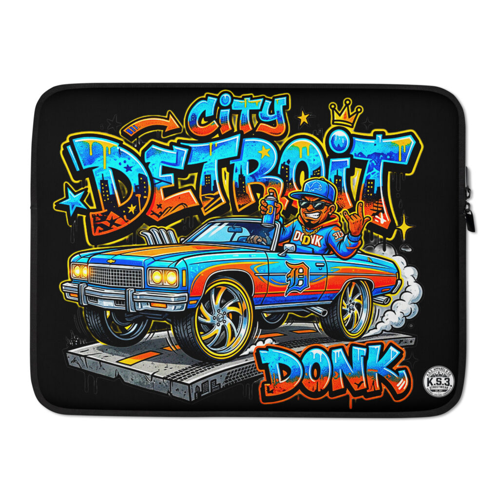 Black Detroit Drip Graffiti Art Laptop Sleeve &ndash; #LTS-0007