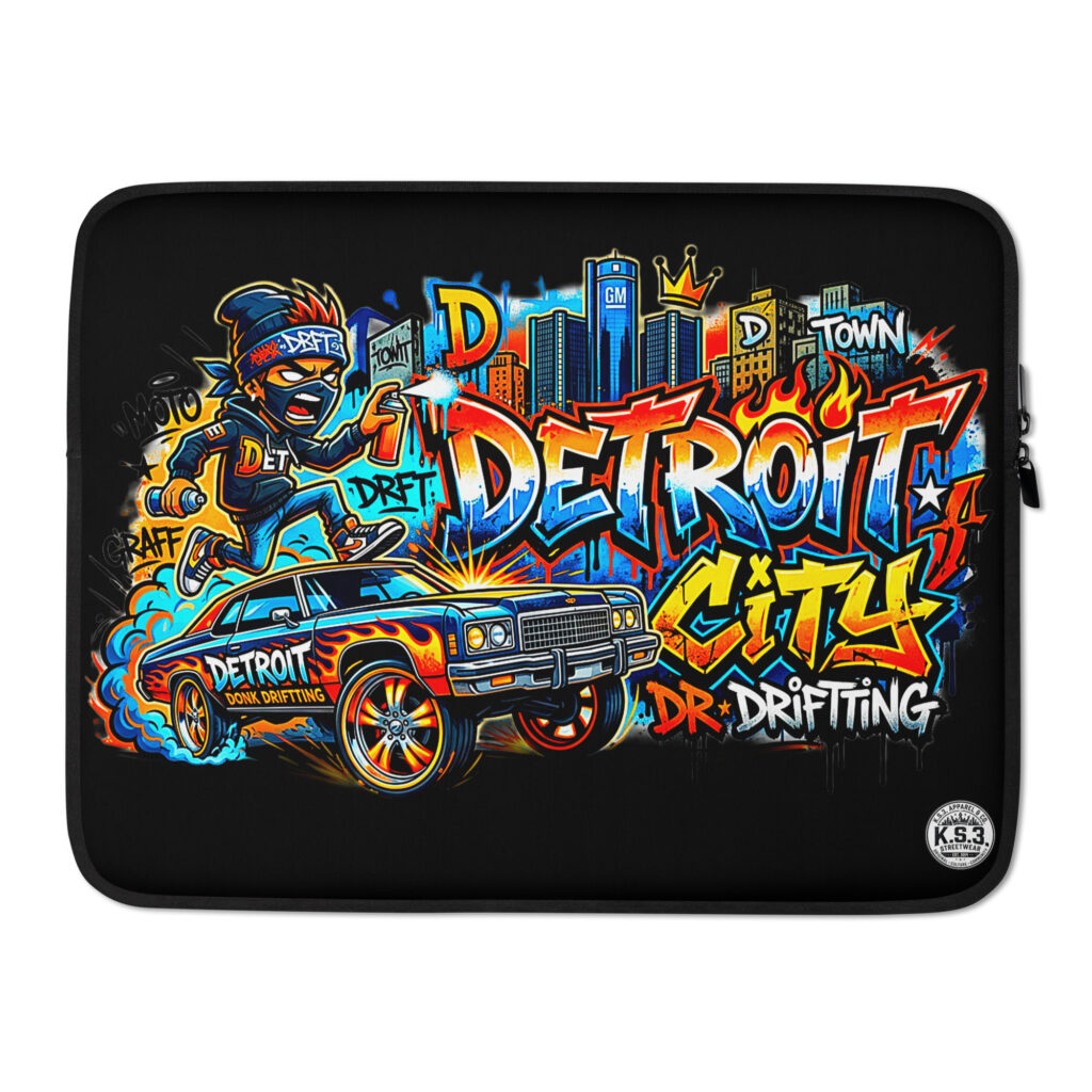 Black Detroit Drip Graffiti Art Laptop Sleeve – #LTS-0009