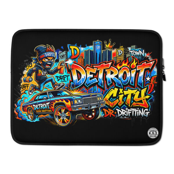 Black Detroit Drip Graffiti Art Laptop Sleeve – #LTS-0009