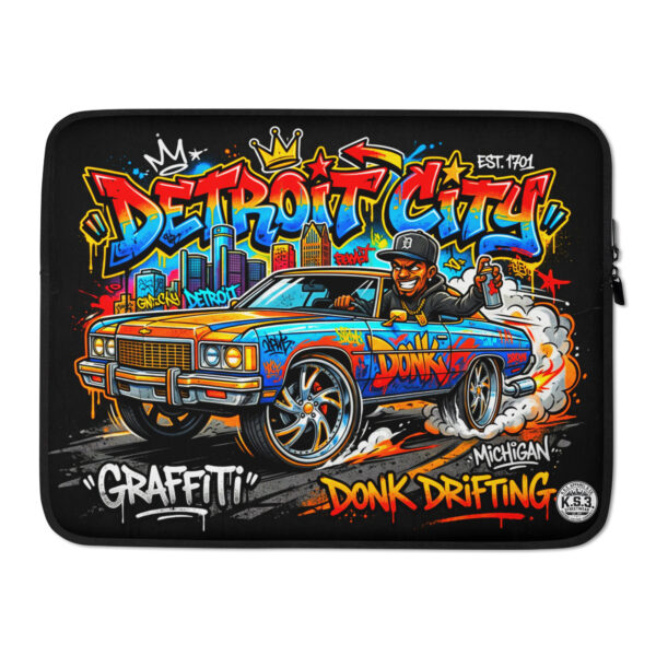Black Detroit Drip Graffiti Art Laptop Sleeve – #LTS-0052
