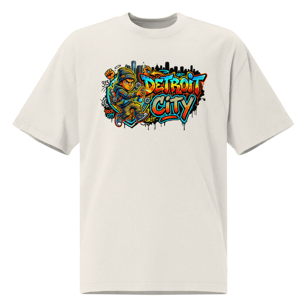 Detroit Oversized Unisex Cotton Faded T-Shirt | S-3XL