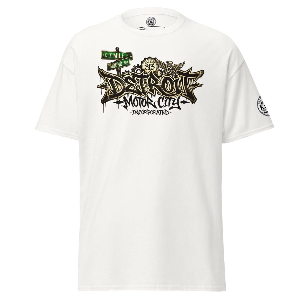 S - 5XL Detroit Drip Classic White Cotton Unisex T-Shirt | White - WCT-01760#