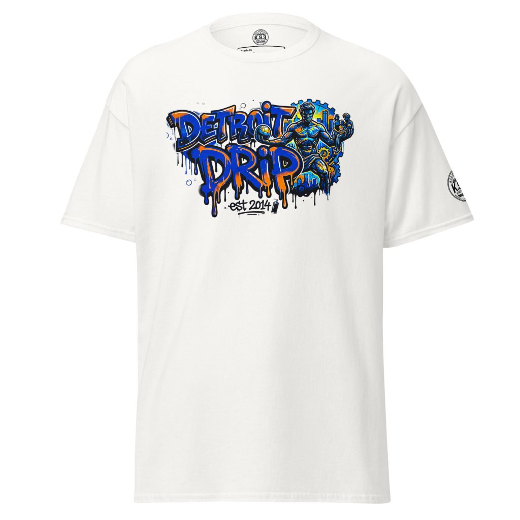 S - 5XL Detroit Drip Classic White Cotton Unisex T-Shirt | White - WCT-01790#