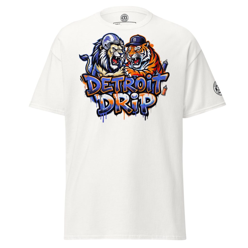 S - 5XL Detroit Drip Classic White Cotton Unisex T-Shirt | White - WCT-01800#