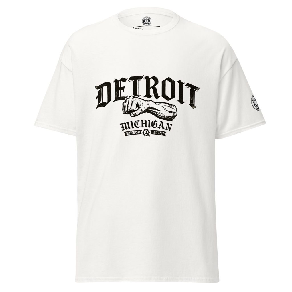 S - 5XL Detroit Drip Classic White Cotton Unisex T-Shirt | White - WCT-01810#