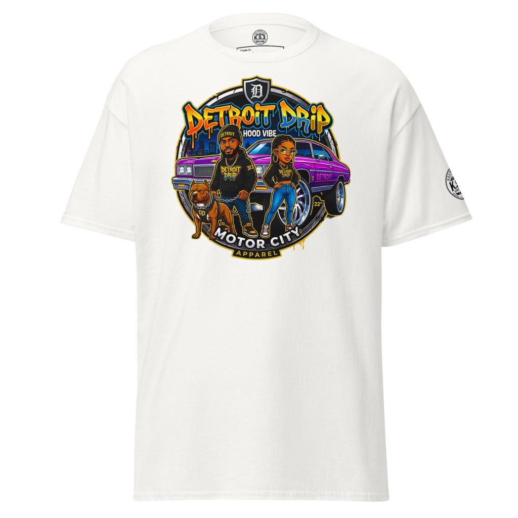 S - 5XL Detroit Drip Classic White Cotton Unisex T-Shirt | White - WCT-01820#