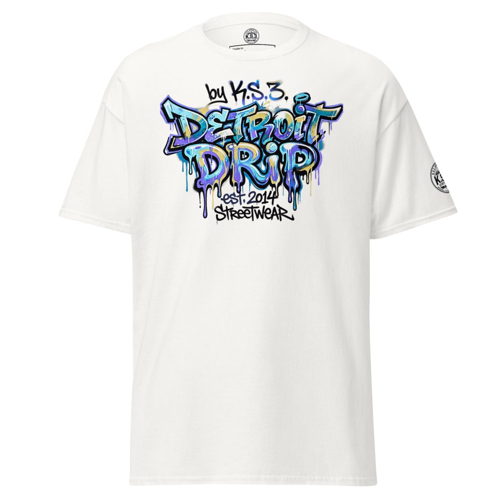 S - 5XL Detroit Drip Classic White Cotton Unisex T-Shirt | White - WCT-01840#