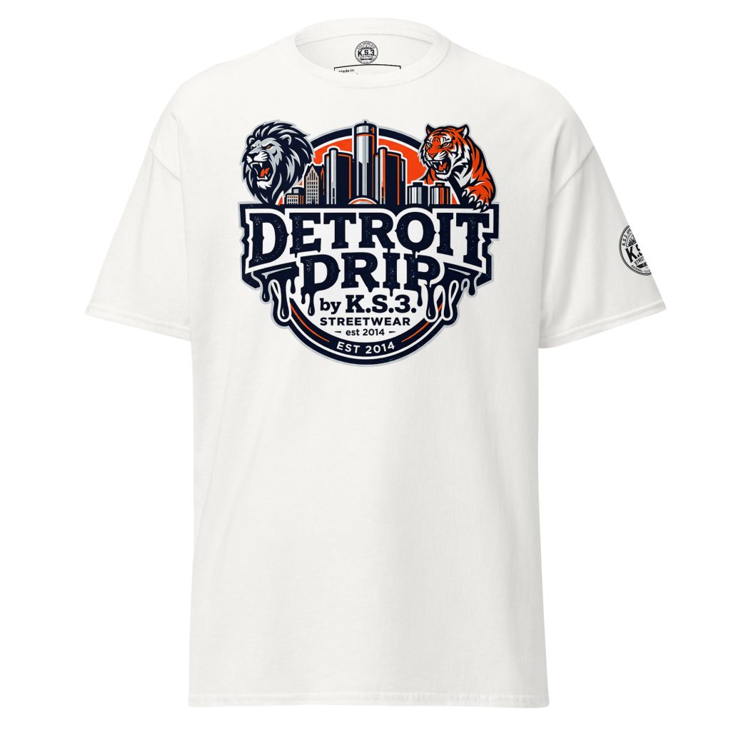 S - 5XL Detroit Drip Classic White Cotton Unisex T-Shirt | White - WCT-01870#