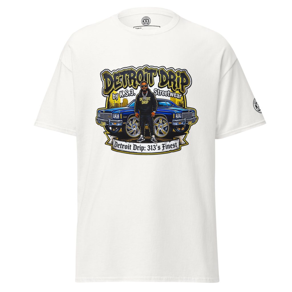 S - 5XL Detroit Drip Classic White Cotton Unisex T-Shirt | White - WCT-01880#