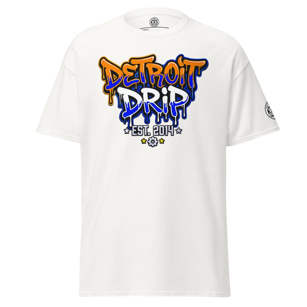 S - 5XL Detroit Drip Classic White Cotton Unisex T-Shirt | White - WCT-01890#