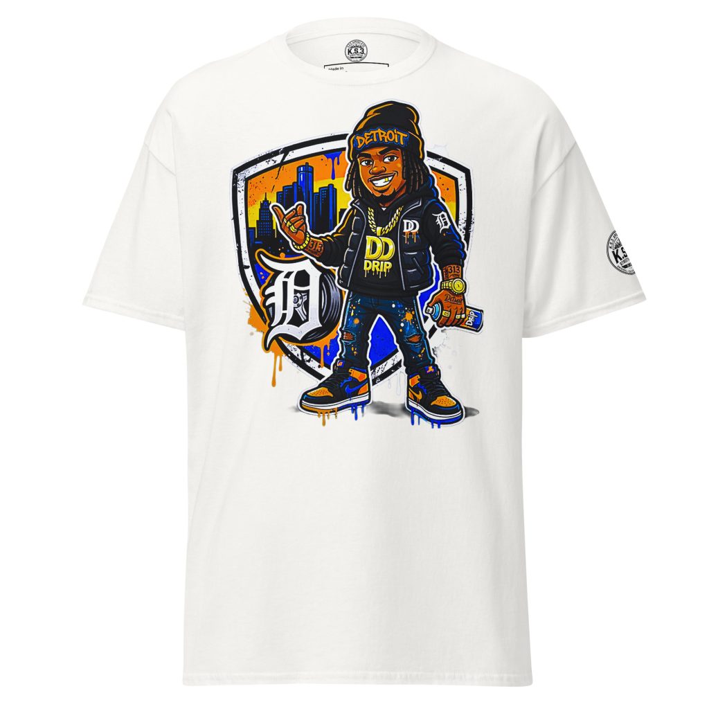 S - 5XL Detroit Drip Classic White Cotton Unisex T-Shirt | White - WCT-01900#