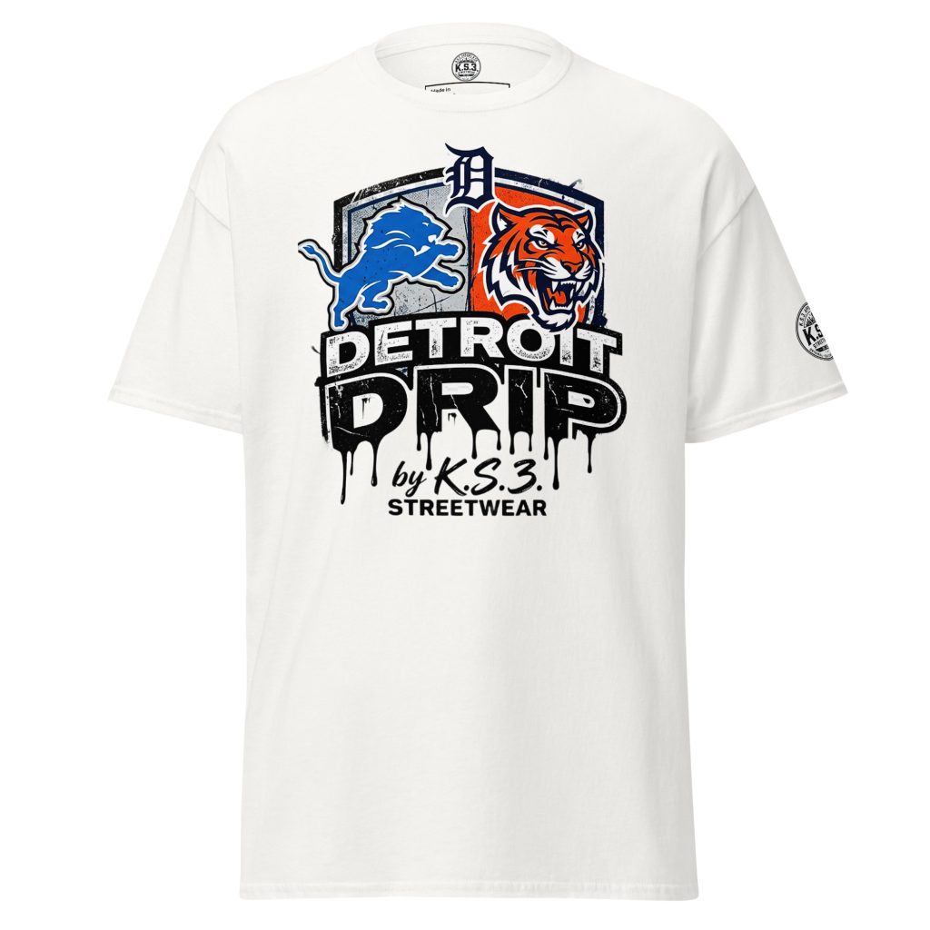 S - 5XL Detroit Drip Classic White Cotton Unisex T-Shirt | White - 01980#