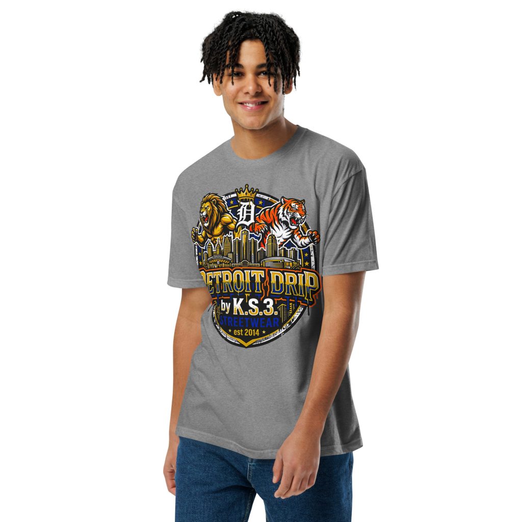 Detroit Drip Dark Heather Grey Unisex Fitted T-Shirt - Urban Street Fashion XS-3XL