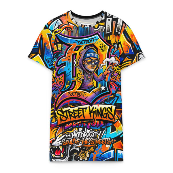 2XL-6XL Detroit Drip Heavyweight Cotton Graffiti T-Shirt Dress | 2X-6XL- CD0022#