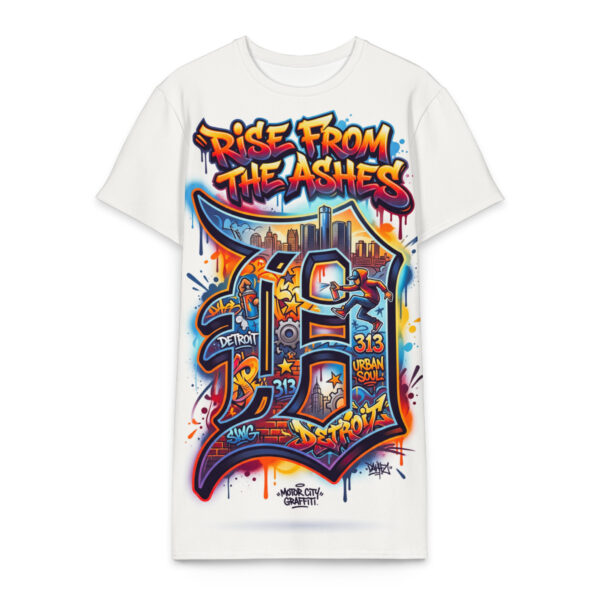 2X-6XL Off White Detroit Drip Heavyweight Cotton Graffiti T-Shirt Dress | CD0023#