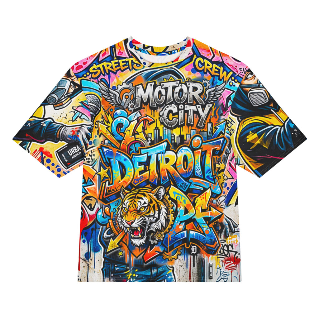 2XS-6XL Detroit Drip Heavyweight Oversized Graffiti Cotton T- Shirt - CT-0090#