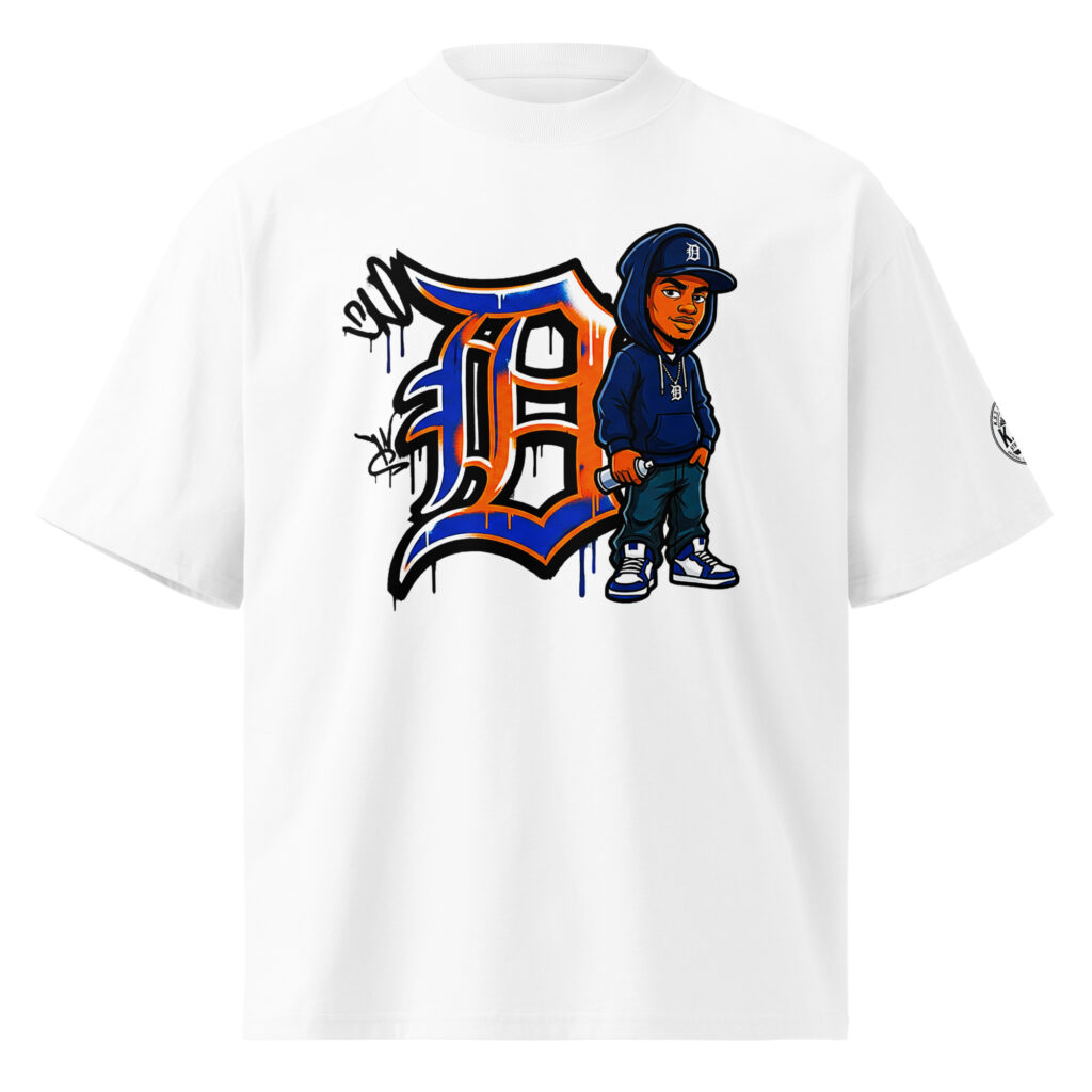 S - 2XL Detroit Graffiti Unisex Organic Oversized High Neck T-shirt | OT-0010#
