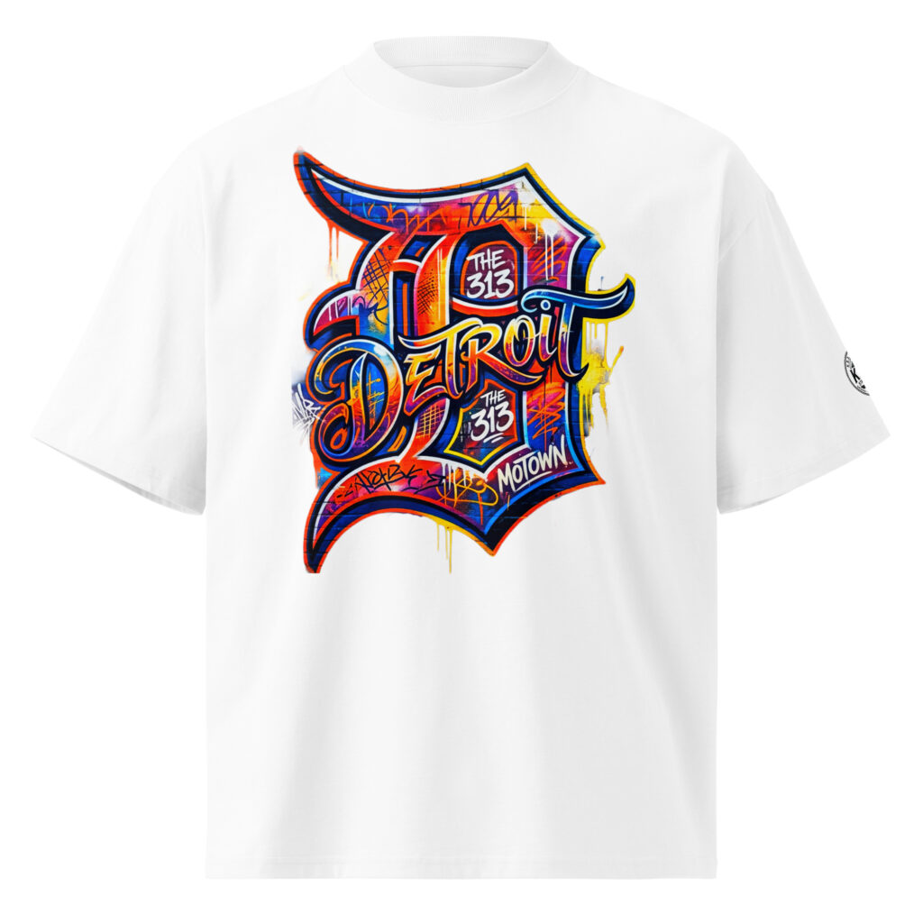 S - 2XL Detroit Graffiti Unisex Organic Oversized High Neck T-shirt | OT-0020#